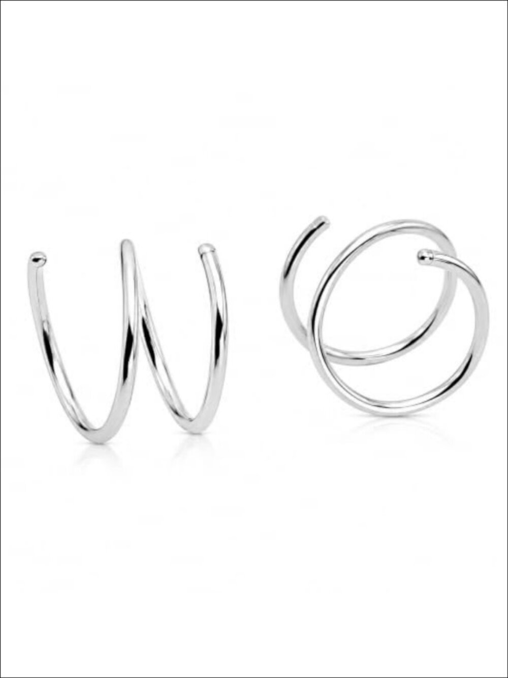 Sterling Silver Double Huggie Hoop Twist Earrings Single Piercing Spiral